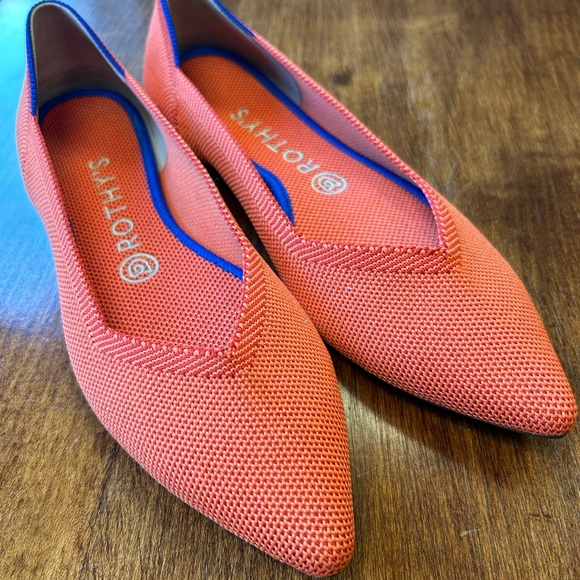 Retired Persimmon Orange Rothys Point Flat Shoes Size 7.5 - Picture 2 of 10